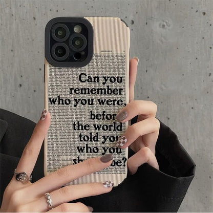 Fashion Black Letter Leather Cute Phone Cases For iPhone 14, 13, 12 Pro, 11, XS Max, 7, 8 Plus, X, XR, SE - Touchy Style