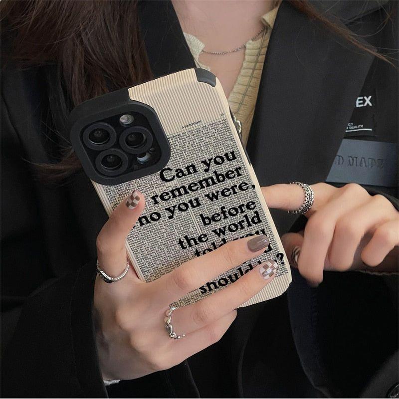 Fashion Black Letter Leather Cute Phone Cases For iPhone 14, 13, 12 Pro, 11, XS Max, 7, 8 Plus, X, XR, SE - Touchy Style