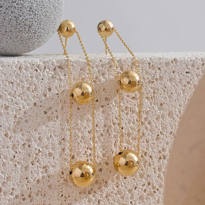 Fashion Double-Layer Metal Ball Long Earrings Charm Jewelry XYS0229 - Touchy Style