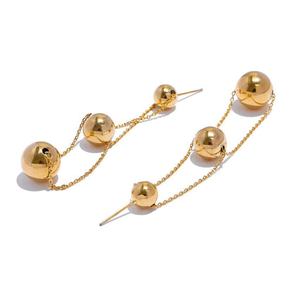 Fashion Double-Layer Metal Ball Long Earrings Charm Jewelry XYS0229 - Touchy Style