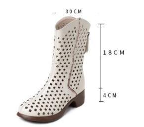 Fashionable Hollow Leather Mid-Calf Boots: RV215 Women&