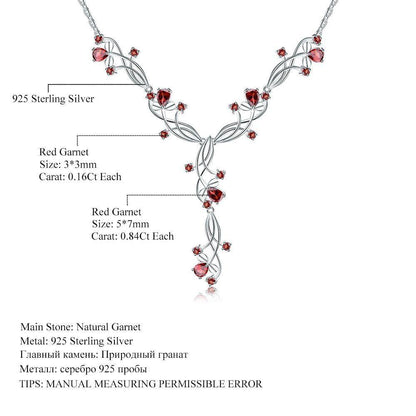 FB257 925 Sterling Silver Red Garnet Gemstone Necklace Charm Jewelry - Touchy Style