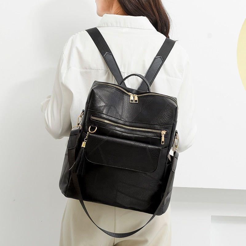 Vintage pu outlet leather backpack