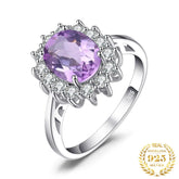 Finger Rings Charm Jewelry - Diana Amethyst Halo Ring in 925 Sterling Silver - TSJ70 - Touchy Style