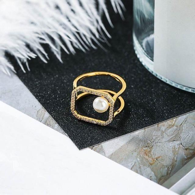 Finger Rings Charm Jewelry Fashion Pearl Bar Geometric Pattern - Touchy Style