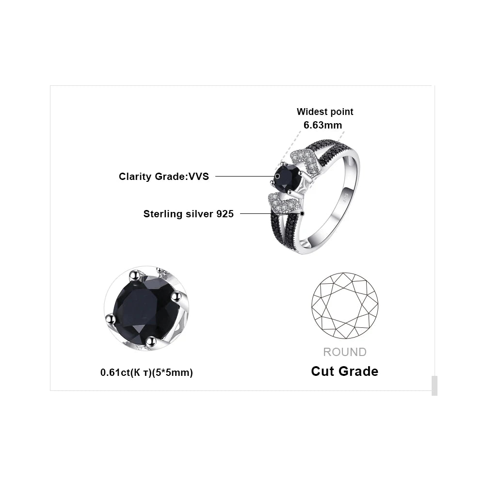 Finger Rings Charm Jewelry - Natural Black Spinel &amp; 925 Sterling Silver - TSJ69 - Touchy Style