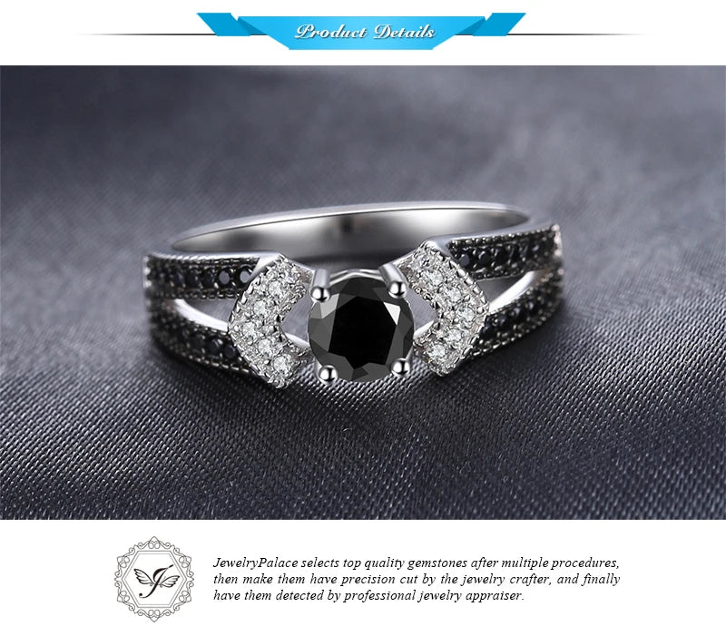 Finger Rings Charm Jewelry - Natural Black Spinel &amp; 925 Sterling Silver - TSJ69 - Touchy Style