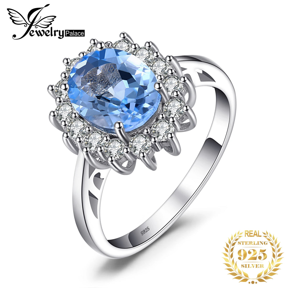 Finger Rings Charm Jewelry - Natural Blue Topaz in 925 Sterling Silver - TSJ71 - Touchy Style