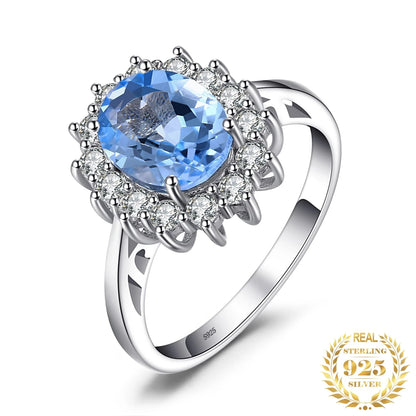 Finger Rings Charm Jewelry - Natural Blue Topaz in 925 Sterling Silver - TSJ71 - Touchy Style