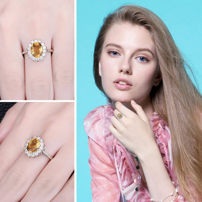 Finger Rings Charm Jewelry - Natural Citrine - 925 Sterling Silver - TSJ72 - Touchy Style