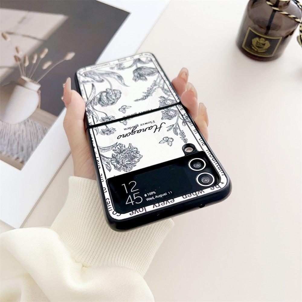 Z Flip 5 Case, Cute Floral Flower Case Compatible Samsung Galaxy Z Flip 5  With Bracelet Wristband Chain For Girl Gifts