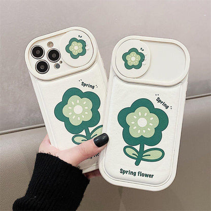 Flower Push Pull Camera Lens Protective Cute Phone Cases For iPhone 14 Pro Max 13 12 11 Pro Max - Touchy Style