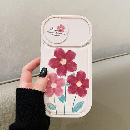 Flower Push Pull Camera Lens Protective Cute Phone Cases For iPhone 14 Pro Max 13 12 11 Pro Max - Touchy Style