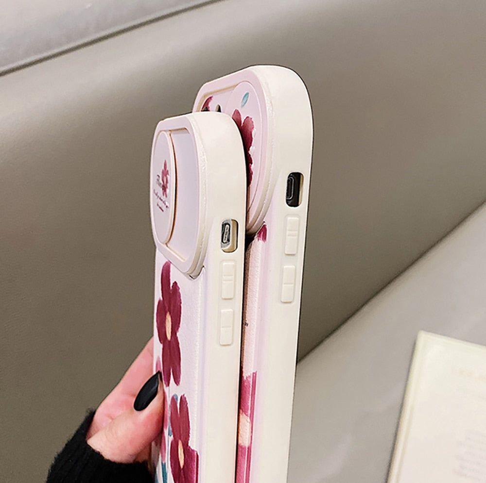 Flower Push Pull Camera Lens Protective Cute Phone Cases For iPhone 14 Pro Max 13 12 11 Pro Max - Touchy Style