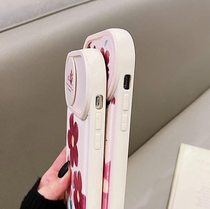 Flower Push Pull Camera Lens Protective Cute Phone Cases For iPhone 14 Pro Max 13 12 11 Pro Max - Touchy Style