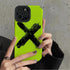 Fluorescence Green Cute Phone Case - Simple X Graffiti - For iPhone 15, 14, 13, 12, 11, Pro Max, Mini, X, XR, XS, 7, 8 Plus, SE - Touchy Style