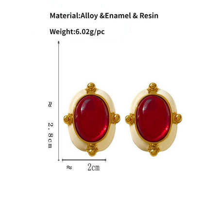 French Retro Big Red Stud Earrings: Charm Jewelry WB215 - Touchy Style