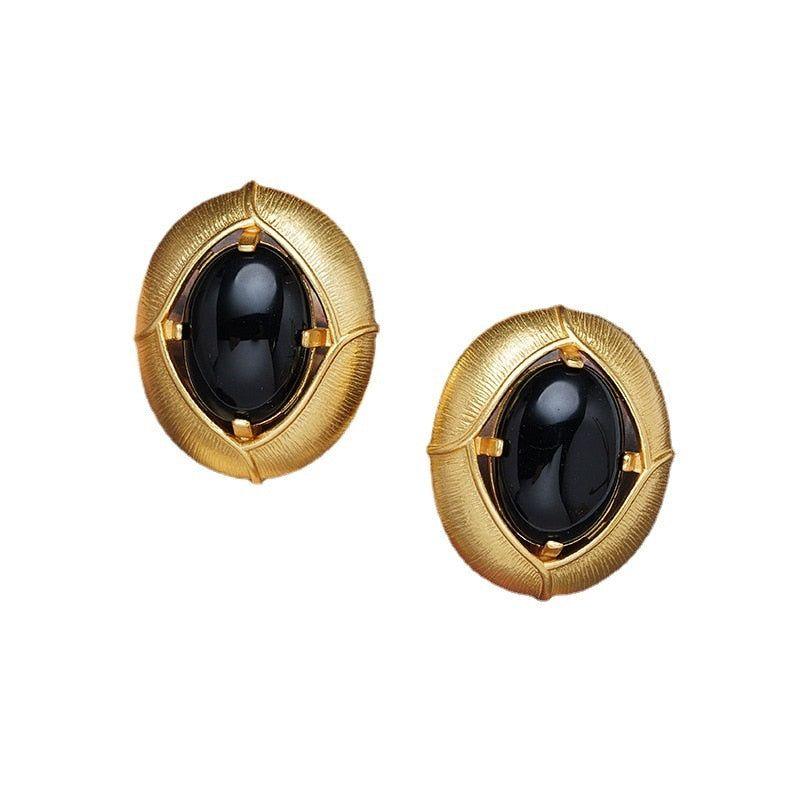 French Retro Black Stone Earrings Charm Jewelry RV251 - Touchy Style