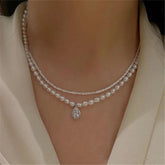 Freshwater Square Pearl Multilayer Necklace Charm Jewelry YSS0411 - Touchy Style .