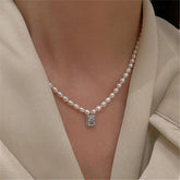 Freshwater Square Pearl Multilayer Necklace Charm Jewelry YSS0411 - Touchy Style .