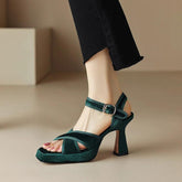 FT2382 Elegant Retro Velvet Sandal - Women&