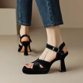 FT2382 Elegant Retro Velvet Sandal - Women&