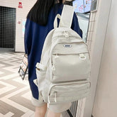 FX249 Solid Multi-pocket Large Capacity Cool Backpack - Touchy Style .