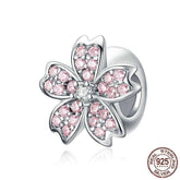 Pink Cherry blossom Flower Charm Jewelry Pendent For Bracelet & Bangle - Touchy Style .