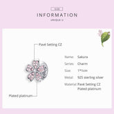 Pink Cherry blossom Flower Charm Jewelry Pendent For Bracelet & Bangle - Touchy Style .