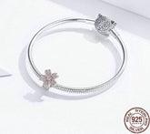 Pink Cherry blossom Flower Charm Jewelry Pendent For Bracelet & Bangle - Touchy Style .