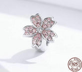 Pink Cherry blossom Flower Charm Jewelry Pendent For Bracelet & Bangle - Touchy Style .