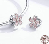 Pink Cherry blossom Flower Charm Jewelry Pendent For Bracelet & Bangle - Touchy Style .