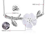 GC249 Flower in the Rain Necklace - 925 Sterling Silver Charm Jewelry - Touchy Style .