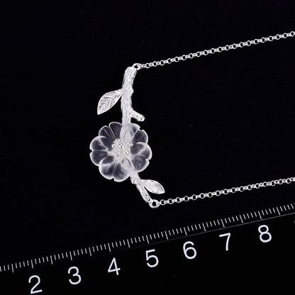 GC249 Flower in the Rain Necklace - 925 Sterling Silver Charm Jewelry - Touchy Style