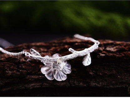 GC249 Flower in the Rain Necklace - 925 Sterling Silver Charm Jewelry - Touchy Style