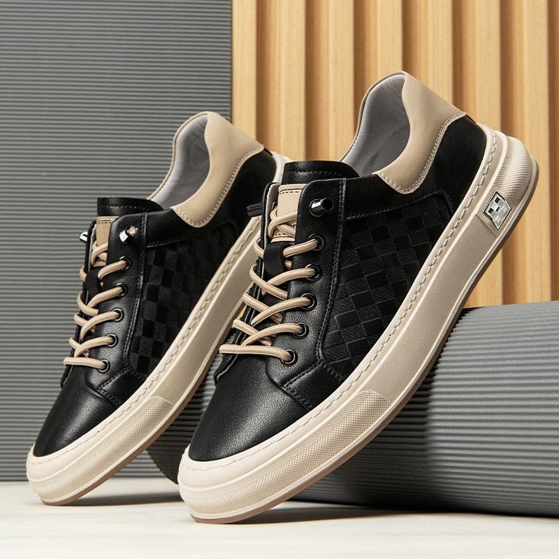 Men's Low Top Casual Sneakers Shoes Gold-Black