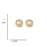 Geometric Circular Metal Charm Jewelry: RB308 Sweet Big Pearl Stud Earrings - Touchy Style .