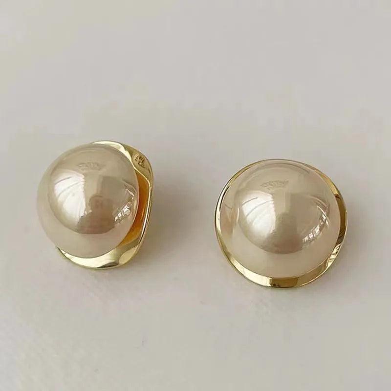 24K GOLD LARGE PEARL STUD EARRINGS – Yossi Harari