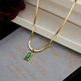 Geometric Crystal Square Stainless Steel Necklace Charm Jewelry NCJT32 - Touchy Style