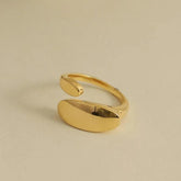 Geometric Golden Stainless Steel Opening Finger Rings Charm Jewelry XYS1149 - Touchy Style .