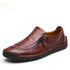 Geometric Loafers Leather Flats Brown Men&