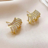 Geometric Metal Charm Korean Stud Earrings - RM230 Jewelry - Touchy Style .