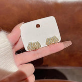 Geometric Metal Charm Korean Stud Earrings - RM230 Jewelry - Touchy Style .