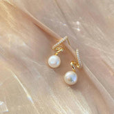 Geometric Spiral Pearl Pendant Drop Earrings Charm Jewelry ECJTX11 - Touchy Style