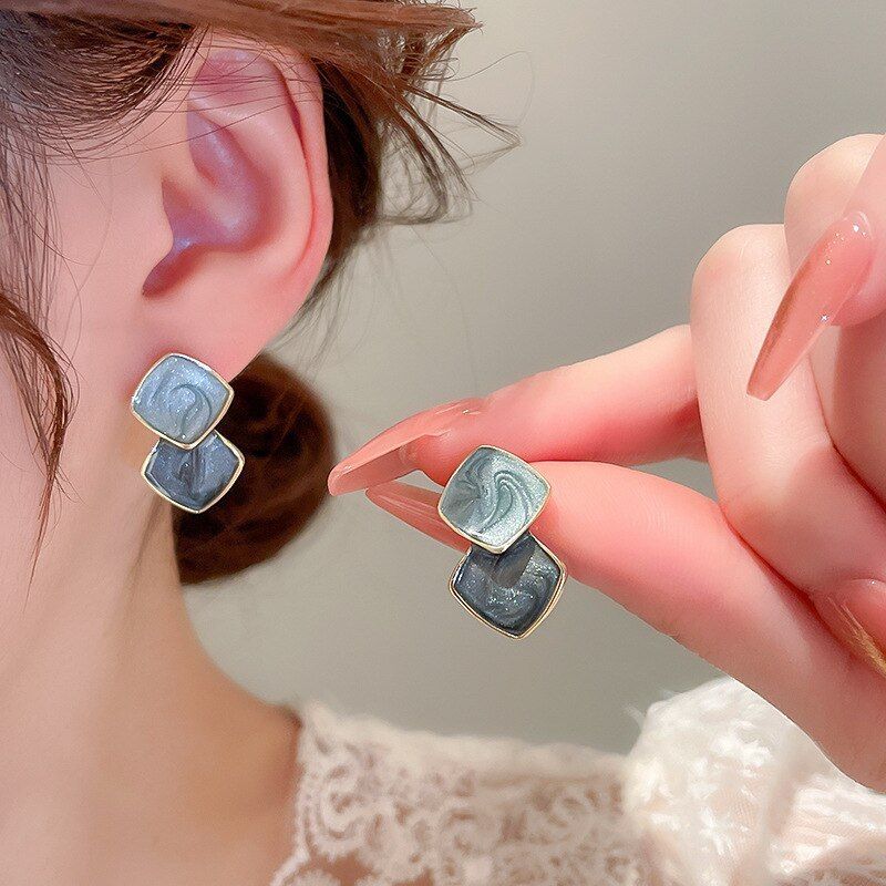 Geometric Square Stud Earrings - Small Sweet Charm Jewelry WB239 - Touchy Style