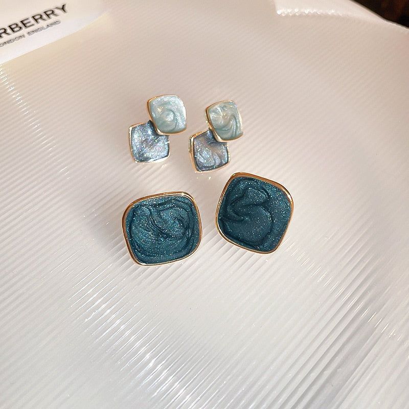 Geometric Square Stud Earrings - Small Sweet Charm Jewelry WB239 - Touchy Style