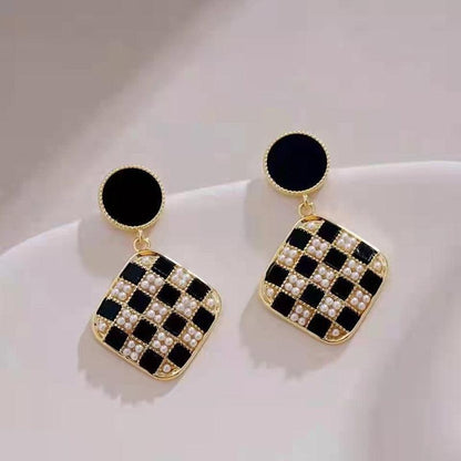 Geometric Sweet Drop Earrings with Fresh Pearl Charm Jewelry GZ405 - Touchy Style