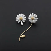 Glass White Daisy Flower Drop Earrings Charm Jewelry XYS0134 - Touchy Style .