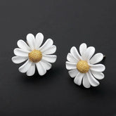 Glass White Daisy Flower Drop Earrings Charm Jewelry XYS0134 - Touchy Style .