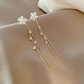 Glass White Daisy Flower Drop Earrings Charm Jewelry XYS0134 - Touchy Style .